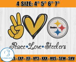 Peace Love Steelers Embroidery File, Pittsburgh Steelers Embroidery, Football Embroidery Design, Embroidery Patterns