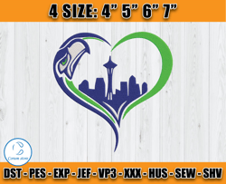 Heart Seattle Seahawks embroidery design, Seattle Seahawks embroidery, NFL embroidery, logo sport embroidery