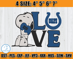 Love Colts Embroidery, Snoopy Colts Embroidery Design, Love Embroidery, NFL Embroidery