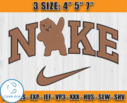 Nike X Grizz Bear Embroidery, We Bare Bears Embroidery, Cartoon Inspired Embroidery fil