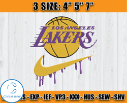 Los Angeles Lakers Embroidery Design, Basketball Nike Embroidery Machine Design