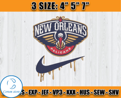New Orleans Pelicans Embroidery Design, Basketball Nike Embroidery Machine Design
