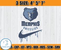 Memphis Grizzlies Embroidery Design, Basketball Nike Embroidery Machine Design