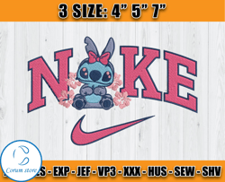 Stitch and Angel in love Embroidery, Stitch Nike Embroidery Machine, Cartoon Embroidery Design File