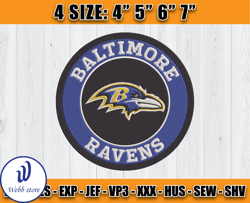 Ravens Embroidery, NFL Ravens Embroidery, NFL Machine Embroidery Digital, 4 sizes Machine Emb Files -25-Webb