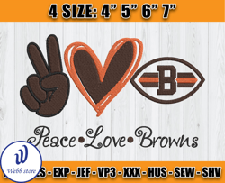 Peace Love Browns Embroidery, Embroidery Design, Logo sport embroidery, NFL embroidery design