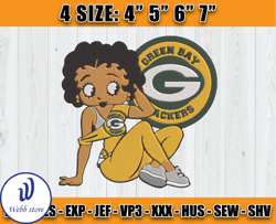 Betty Boop Green Bay PackersEmbroidery, Betty Boop Embroidery File, Packers NFL Embroidery Design
