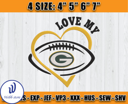 Love My Packer Embroidery Design, Green Bay Packers Embroidery, Packers Logo, Sport Embroidery