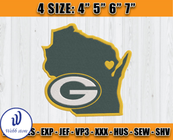 Green Bay Packers Logo Embroidery, Packers Embroidery File, Football Team Embroidery Design