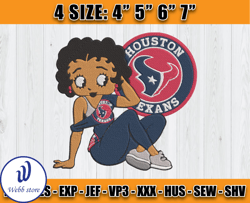 Betty Boop Houston Texans Embroidery, Betty Boop Embroidery, Texans logo Embroidery, Embroidery Design