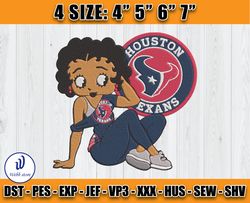 Betty Boop Houston Texans Embroidery, Betty Boop Embroidery, Texans logo Embroidery, Embroidery Design, D4