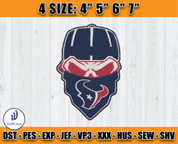 Houston Texans Skull Embroidery, Skull Embroidery Design, Houston Texans Logo, NFL Team Embroidery Design, D13