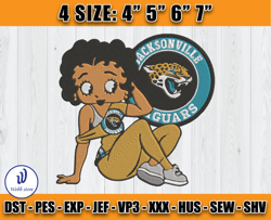 Betty Boop Jacksonville Jaguars Embroidery, Football Embroidery Design, Sport Embroidery File, D8