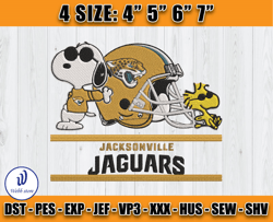 Snoopy Jaguars Embroidery File, Snoopy Embroidery Design, Jaguars Logo Embroidery, Embroidery Patterns, D18
