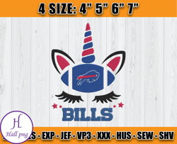 Buffalo Bills Embroidery, Unicorn Embroidery, NFL Machine Embroidery Digital, 4 sizes Machine Emb Files -02-Hall