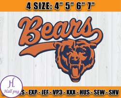 Chicago Bears Embroidery, NFL Chicago Bears Embroidery, NFL Machine Embroidery Digital, 4 sizes Machine Emb Files - 19 H