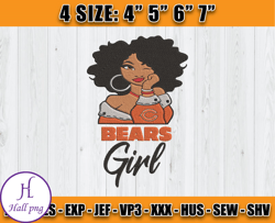 Chicago Bears Embroidery, Betty Boop Embroidery, NFL Machine Embroidery Digital, 4 sizes Machine Emb Files -20 Hall