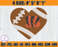 Bengals Heat Embroidery, Football Heart Embroidery, Bengals Logo, Logo sport embroidery, D14 - Hall