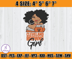 Cleveland Browns Girl Embroidery, Girl Embroidery Design, NFL embroidery design, Sport Embroidery Design, D11- Hall
