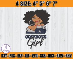 Dallas Cowboys Black Girl Embroidery, Black Girl Embroidery, Dallas Embroidery Design, Sport Embroidery, D36- Hall
