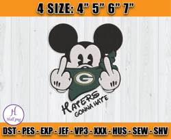 Mickey Haters Gonna Green Bay Packer Embroidery, Packers Embroidery File, Football Team Embroidery Design, D10- Hall