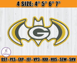 Green Bay Packers Batman Embroidery, Packers Embroidery,Embroidery Design, NFL Team Embroidery Design, D26- Hall