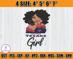 Houston Texans Black Girl Embroidery, Nfl Girl Embroidery, Dallas Embroidery Design, Sport Embroidery - Hall
