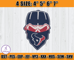 Houston Texans Skull Embroidery, Skull Embroidery Design, Houston Texans Logo, NFL Team Embroidery Design- Hall - D13