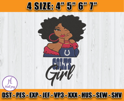 Indianapolis Colts Black Girl Embroidery, Balck Girl Embroidery, Colts Embroidery Design, Sport Embroidery, D3 - Hall
