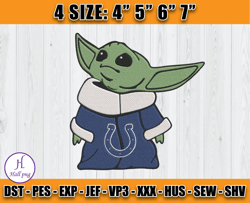 Indianapolis Colts Baby Yoda Embroidery, Baby Yoda Embroidery, Colts Embroidery Design, Sport Embroidery, D9- Hall