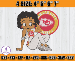 Betty Boop Kansas City Embroidery Design, Kansas City Embroidery, Football Embroidery Design, NFL Teams, D3- Hall