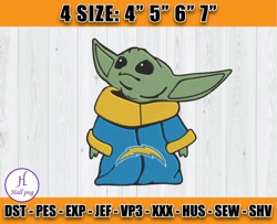 NFL Baby Yoda Embroidery Designs, Los Angeles Chargers, NFL Teams Embroidery Files, Machine Embroidery Pattern