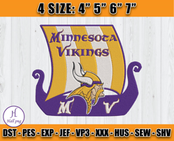 Minnesota Vikings Embroidery Design, NFL Embroidery Designs, Embroidery Patterns, Machine Embroidery Design
