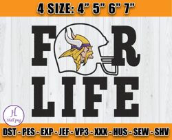 Vikings For Life, Minnesota Vikings Embroidery, NFL Embroidery Patterns, Sport Embroidery