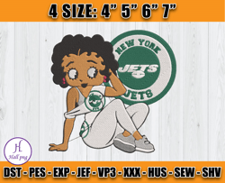 Betty Boop New York Jets Embroidery, ets NFL Embroidery Design