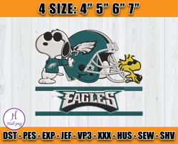 Philadelphia Eagles Snoopy Embroidery, NFL Eagles Embroidery, Embroidery Design files, Football Embroidery
