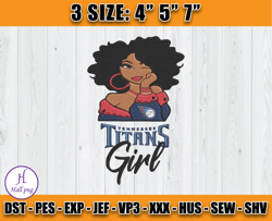 Tennessee Titans Black Girl Embroidery, Black Girl Embroidery, NFL Titans Embroidery, Digital Download