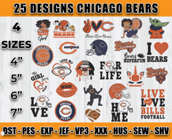 Chicago Bears Football Logo Embroidery Bundle, Bundle NFL Logo Embroidery 06