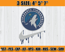 Minnesota Timberwolves Embroidery Design, Basketball Nike Embroidery Machine Design