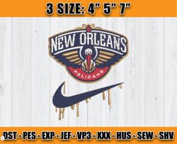 New Orleans Pelicans Embroidery Design, Basketball Nike Embroidery Machine Design