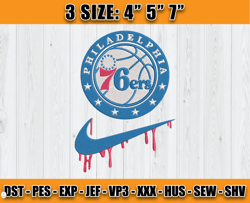 Philadelphia 76ers Embroidery Design, Basketball Nike Embroidery Machine Design