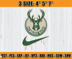 Milwaukee Bucks Embroidery Design, Basketball Nike Embroidery Machine Design