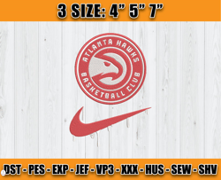 Atlanta Hawks Embroidery Design, Basketball Nike Embroidery Machine Design