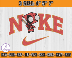 Nike Marvel Deadpool Embroidery File, Anime Embroidery Design, Machine Embroidery Pattern