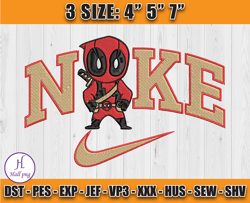 Superhero Deadpool Nike Embroidery File, Deadpool Machine Embroidery Pattern