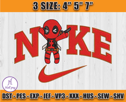 Cute Deadpool Nike Embroidery Files, Character Cartoon Machine Embroidery Digital