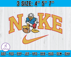 Funny Donald Duck embroidery, Nike Donald embroidery, machine embroidery applique design