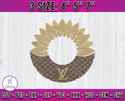 LV Flower embroidery, logo fashion brand embroidery, embroidery file