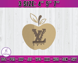 LV Apple embroidery, logo fashion brand embroidery, embroidery machine