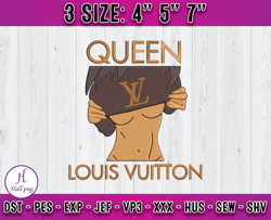 Queen LV embroidery, LV Logo embroidery, embroidery file